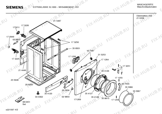 Схема №3 WH54080GB EXTRAKLASSE XL 1000 с изображением Инструкция по установке и эксплуатации для стиралки Siemens 00526004