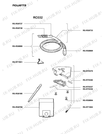 Взрыв-схема пылесоса Rowenta RO332 - Схема узла IP000415.8P2