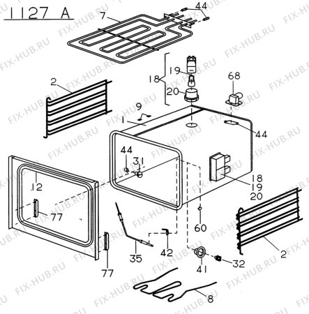 Взрыв-схема комплектующей Electrolux CF6203 - Схема узла H10 Main Oven Cavity (large)