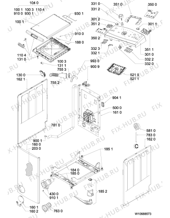 Схема №2 AWE 8765 с изображением Блок управления для стиральной машины Whirlpool 481010593825