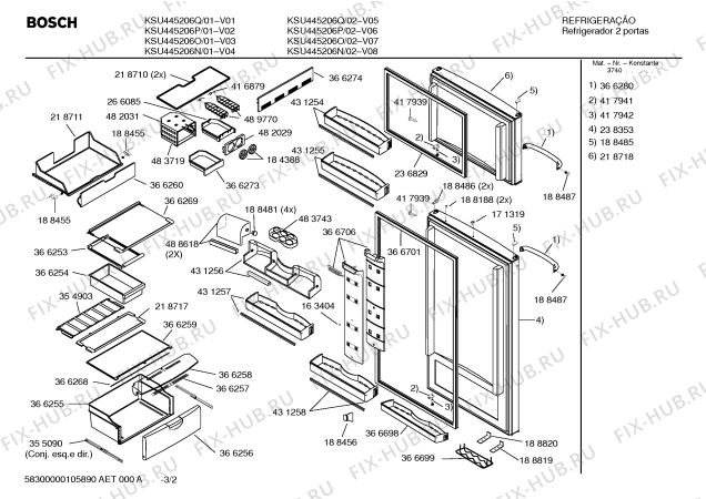 Схема №2 T-11316 с изображением Дверь для холодильника Bosch 00235336