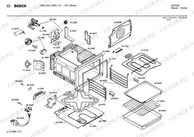 Взрыв-схема плиты (духовки) Bosch HSN202GNN - Схема узла 03