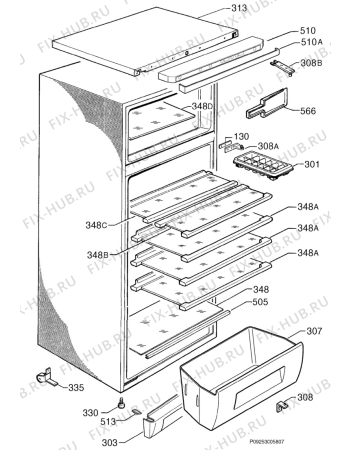 Схема №1 S2584-7 DT с изображением Обрамление полки для холодильника Aeg 2231028305