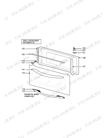 Взрыв-схема плиты (духовки) Electrolux EOD980GR - Схема узла H10 Grill door assy