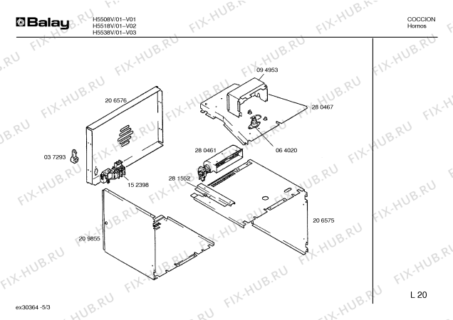 Схема №5 H5506V с изображением Инструкция по эксплуатации для духового шкафа Bosch 00516218