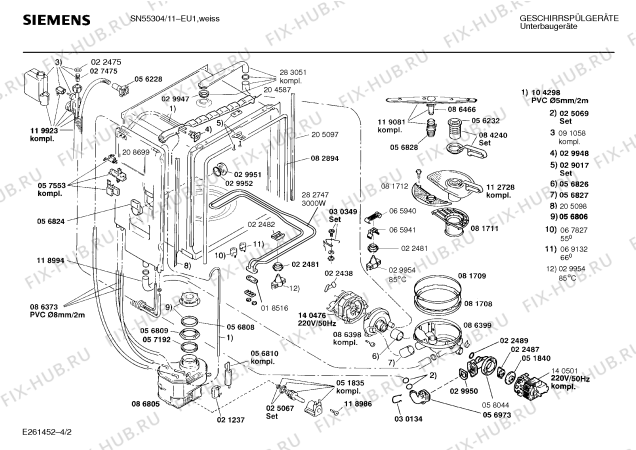 Взрыв-схема посудомоечной машины Siemens SN55304 - Схема узла 02