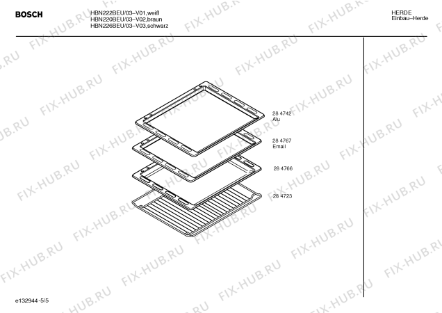 Схема №5 HBN220BEU с изображением Инструкция по эксплуатации для духового шкафа Bosch 00522729