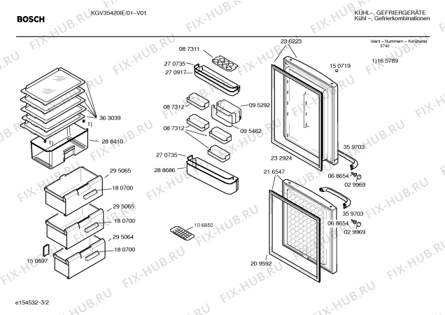 Взрыв-схема холодильника Bosch KGV35420IE - Схема узла 02