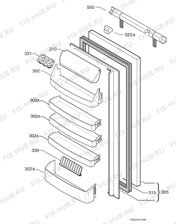 Взрыв-схема холодильника Electrolux IK331 - Схема узла Door 003