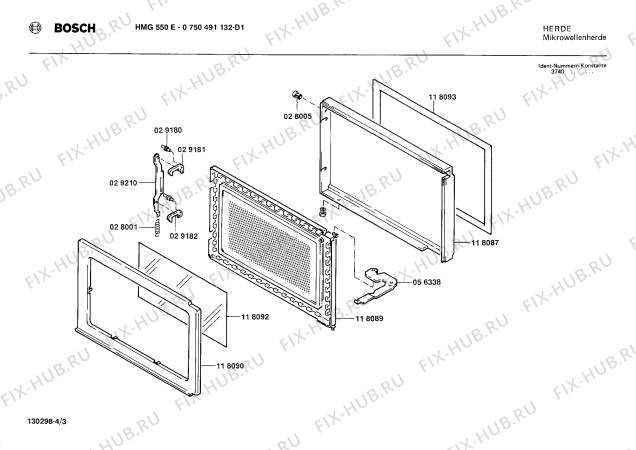 Взрыв-схема микроволновой печи Bosch 0750491132 HMG550E - Схема узла 03