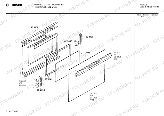 Взрыв-схема плиты (духовки) Bosch HEG222A - Схема узла 03