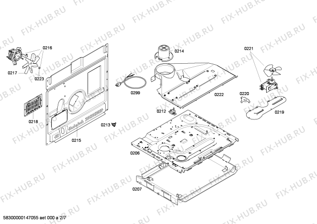 Взрыв-схема плиты (духовки) Bosch HCE728120U - Схема узла 02