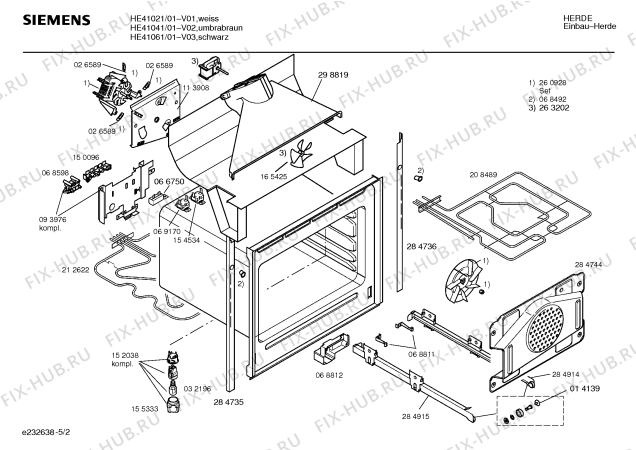 Взрыв-схема плиты (духовки) Siemens HE41021 - Схема узла 02