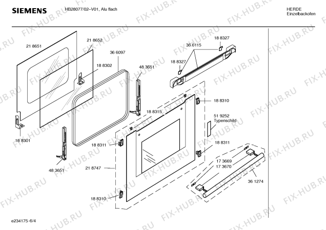 Схема №6 HB28077 с изображением Инструкция по эксплуатации для плиты (духовки) Siemens 00581228