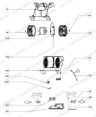 Взрыв-схема вытяжки Zanussi ZHP615W - Схема узла Section 3