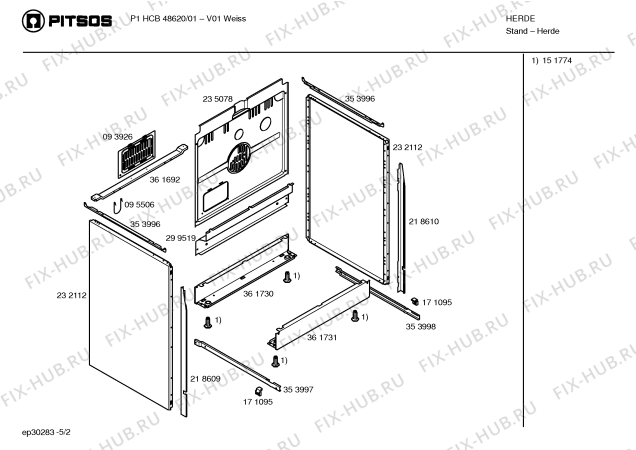 Взрыв-схема плиты (духовки) Pitsos P1HCB48620 - Схема узла 02