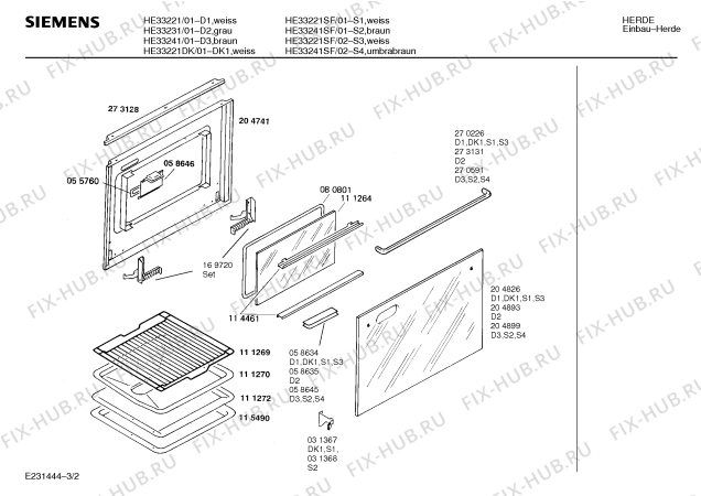 Схема №2 HE33231 с изображением Вентиляционная решетка для духового шкафа Siemens 00058635