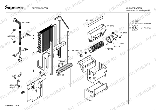 Схема №4 5XP3000 Portatil split с изображением Передняя часть корпуса для кондиционера Bosch 00218775