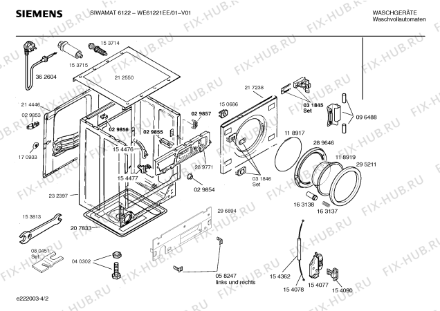 Схема №4 WE61221EE SIWAMAT 6122 с изображением Ручка для стиральной машины Siemens 00488898