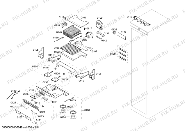 Схема №6 B24IF70NSP с изображением Крышка для холодильной камеры Bosch 00663093