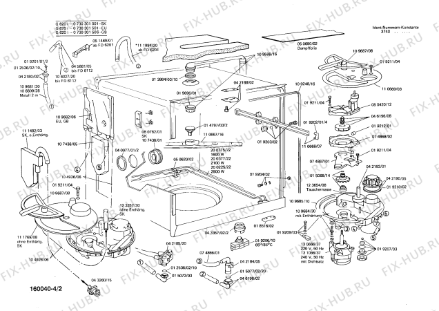 Взрыв-схема посудомоечной машины Bosch 0730301506 G620I - Схема узла 02