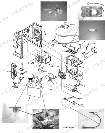 Взрыв-схема микроволновой печи Electrolux EMM23200W - Схема узла Section 2