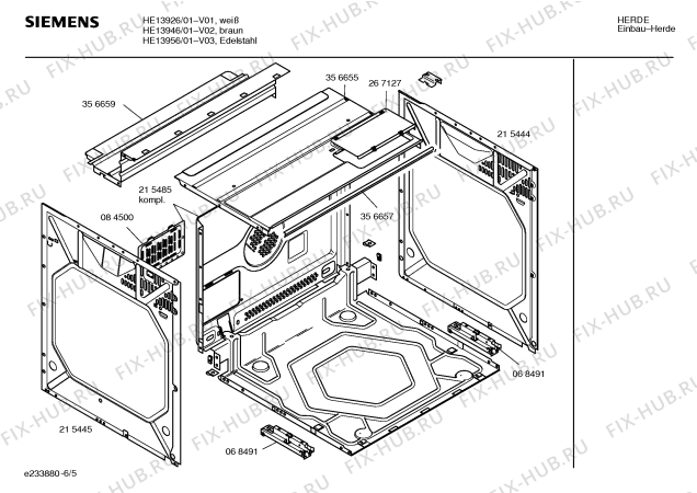Взрыв-схема плиты (духовки) Siemens HE13926 - Схема узла 05