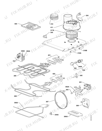 Взрыв-схема плиты (духовки) Electrolux EBSL6VTC.4SW - Схема узла Functional parts