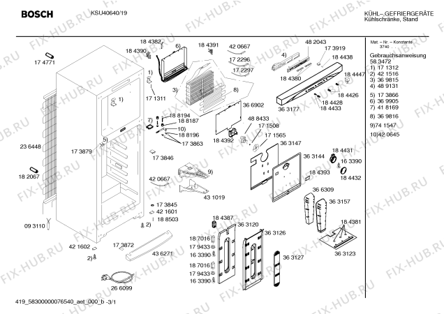 Схема №3 KSU40641NE с изображением Дверь для холодильника Bosch 00240696