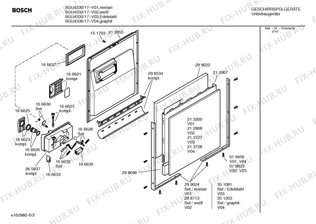 Взрыв-схема посудомоечной машины Bosch SGU4336 - Схема узла 02