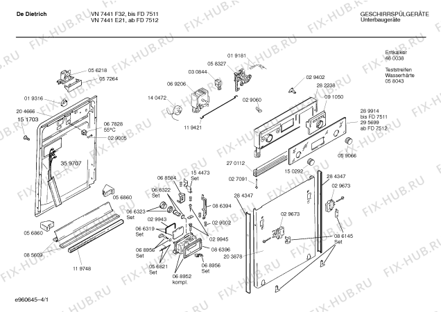Схема №4 SPIDDC4FF с изображением Вкладыш в панель для посудомойки Bosch 00295699