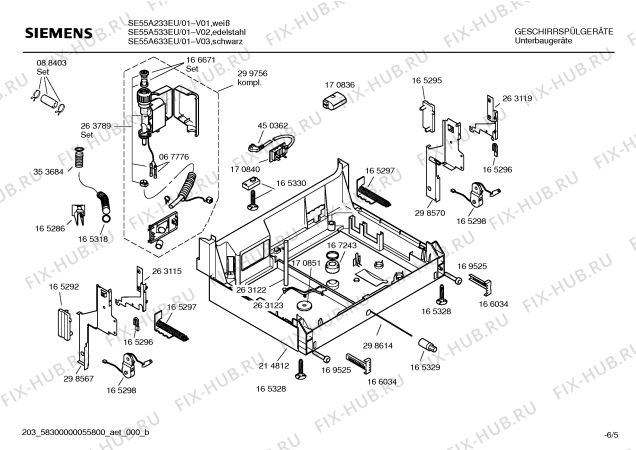 Взрыв-схема посудомоечной машины Siemens SE55A233EU - Схема узла 05