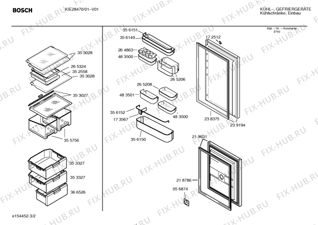 Схема №3 KIE28470 с изображением Дверь для холодильной камеры Bosch 00239194