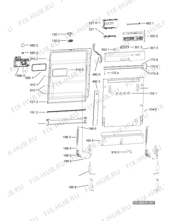 Взрыв-схема посудомоечной машины Whirlpool ADG 8473 LR IX A+ - Схема узла