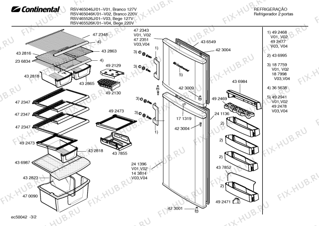 Взрыв-схема холодильника Continental RSV465046J CONTINENTAL - Схема узла 02