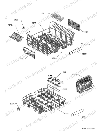 Взрыв-схема посудомоечной машины Electrolux ESF5557LOW - Схема узла Basket 160