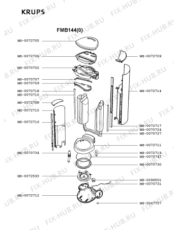 Взрыв-схема кофеварки (кофемашины) Krups FMB144(0) - Схема узла XP002447.7P2