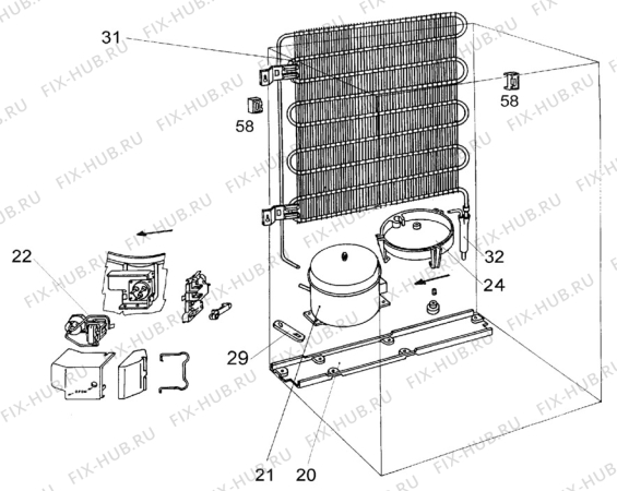 Взрыв-схема холодильника Atlas Savoy SKF2705 - Схема узла Cooling system 017