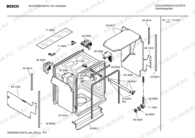 Схема №6 SHV55M03GB с изображением Инструкция по установке/монтажу для посудомоечной машины Bosch 00547533