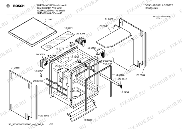 Взрыв-схема посудомоечной машины Bosch SGS6902EU - Схема узла 03