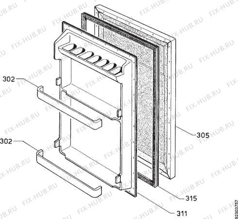 Взрыв-схема холодильника Privileg 020318 2 - Схема узла Door 003