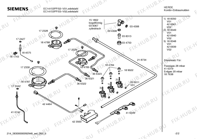 Схема №2 EC14153PP Siemens с изображением Блок подключения для электропечи Siemens 00424464