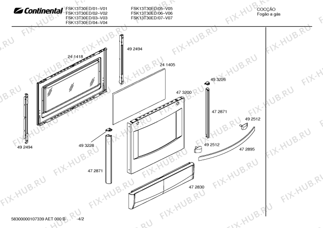 Взрыв-схема плиты (духовки) Continental FSK13T30ED PLAZA II BEGE - Схема узла 02