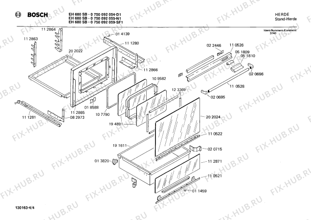 Схема №4 0750092069 EH680SG с изображением Панель для плиты (духовки) Bosch 00112887