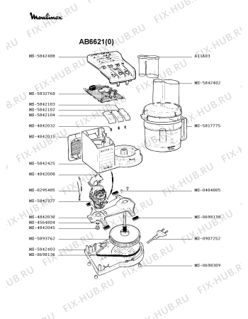 Взрыв-схема кухонного комбайна Moulinex AB6621(0) - Схема узла 6P000414.6P2