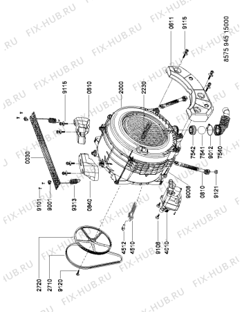 Взрыв-схема стиральной машины Whirlpool AWF595IG (F091545) - Схема узла