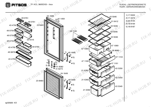 Схема №4 P1KCL3605D с изображением Дверь для холодильника Bosch 00241648