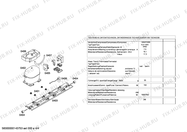 Взрыв-схема холодильника Pitsos P1KNT4020B - Схема узла 04