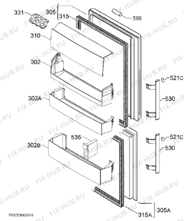 Взрыв-схема холодильника Electrolux EN13445JW - Схема узла Door 003