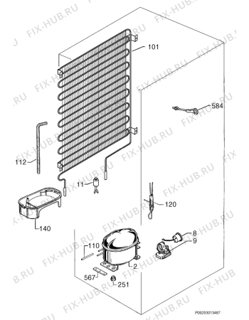 Взрыв-схема холодильника Privileg 020772_40197 - Схема узла Cooling system 017